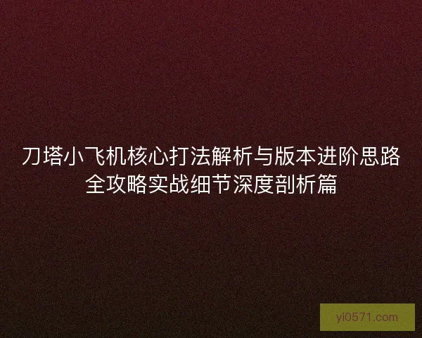 刀塔小飞机核心打法解析与版本进阶思路全攻略实战细节深度剖析篇